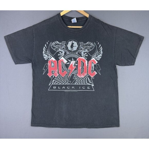 Vintage Y2K AC DC Band Tee Black Ice Concert Promo Tour Black Large Rock Album - Picture 1 of 11